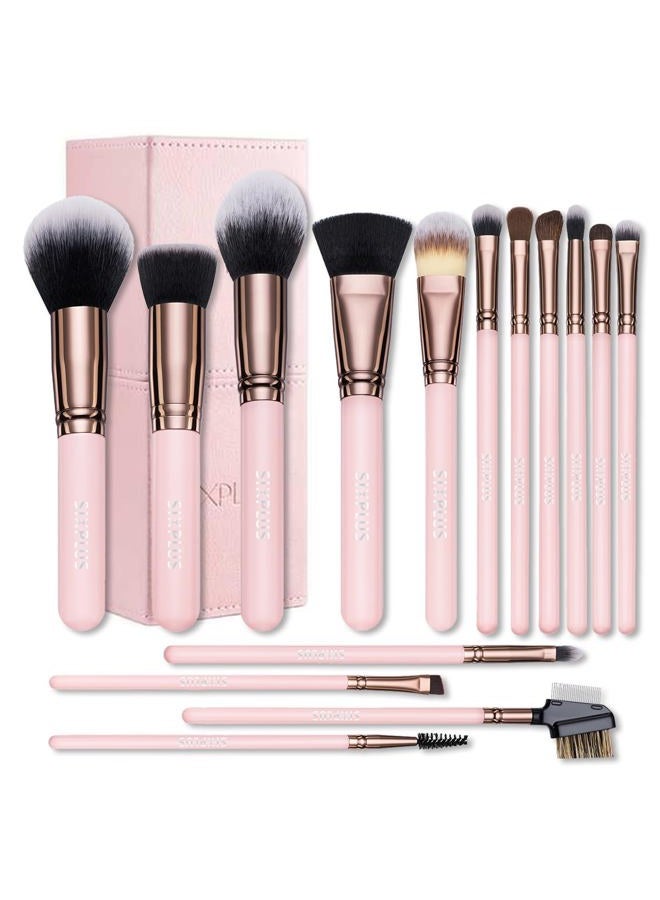 SIXPLUS 15Pcs Pink Makeup Brush Set-ROMaNTIC - Image 1
