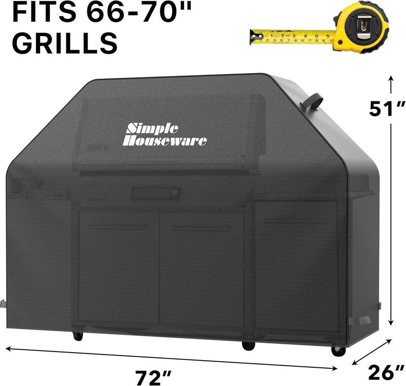Simple Houseware 72-inch Waterproof Heavy Duty Gas BBQ Grill Cover, Weather-Resistant Polyester - Image 2