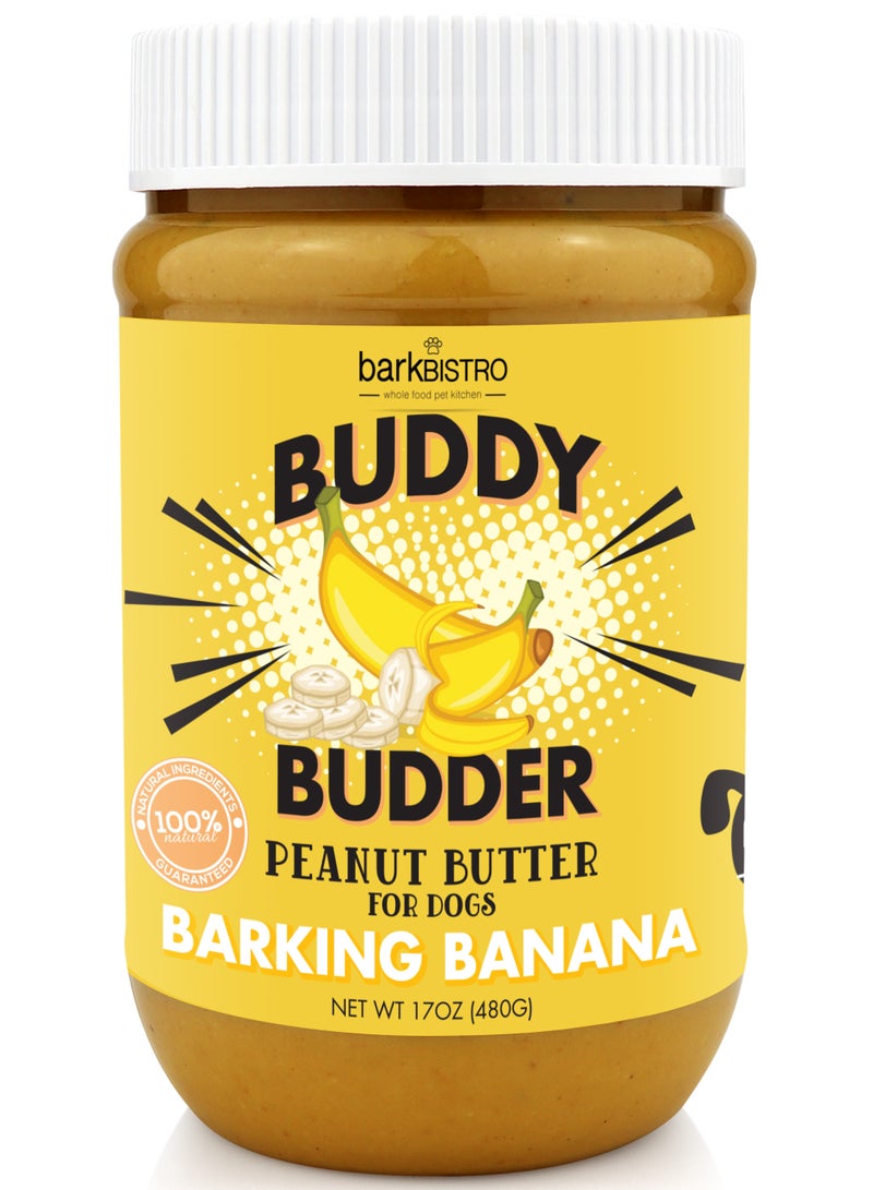 بارك بيسترو بودي بدر سكويز – زبدة فول سوداني طبيعية 100٪ للكلاب، مصنوعة في الولايات المتحدة الأمريكية، [480 جرام | 17 أونصة] 🐶 - Image 1