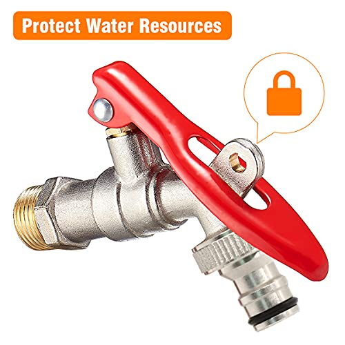 Optifit® Tap with Lock, Tap Lock, 1/2" Thread Water Tap Lockable Faucet, Faucet Locks Outdoor, Water Tap Lock, Garden Tap, Home Outdoor Garden Tool Garden Outdoor Brass Faucet - Image 2