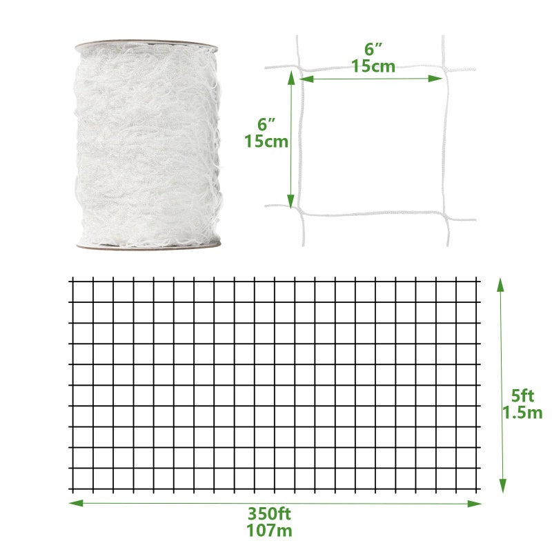 EDYCARX Nylon Trellis Netting Roll 5 x 350 ft, 6 Inch Soft Mesh, Heavy Duty Reinforced Garden Plant Support Mesh for Vertical Growing, Climbing Plants - Image 2