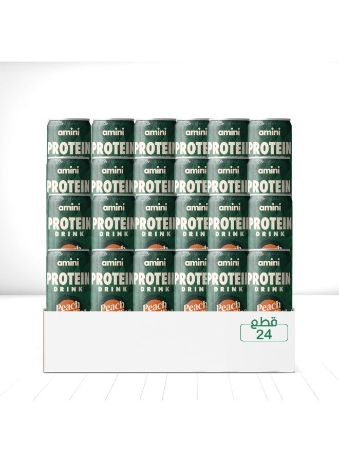 dovember Amini Protein Carbonated with free sugar, carbohydrates, and fat – a healthy drink suitable for vegetarians and those on the keto diet Drink Green Tea Peach 24* 330ml - Image 1