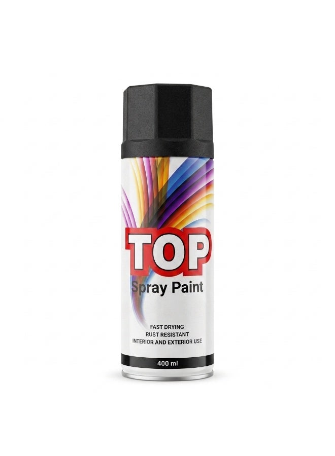 TOP Black Matt Spray Paint 400ml - Fast-Drying, Rust-Resistant - Image 1