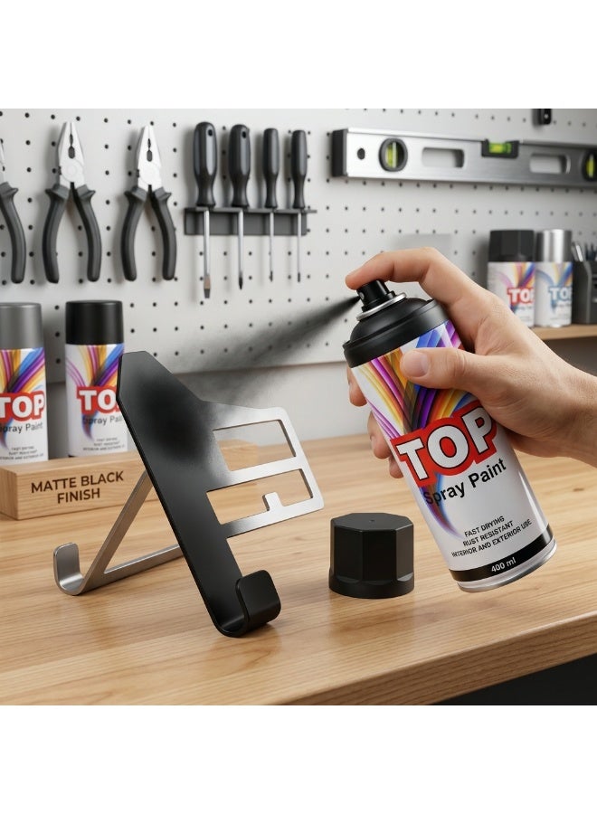 TOP Black Matt Spray Paint 400ml - Fast-Drying, Rust-Resistant - Image 2