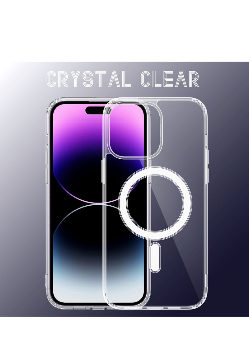 glassology iPhone 14 Pro Magsafe Case 6.7 Inch Slim Thin Magnetic Case, Yellowing Resistant, Anti Drop Shock Absorption, Anti Scratch and Hard Back Crystal Case Cell Phone Cover for iPhone 14 Pro Case  - Image 2