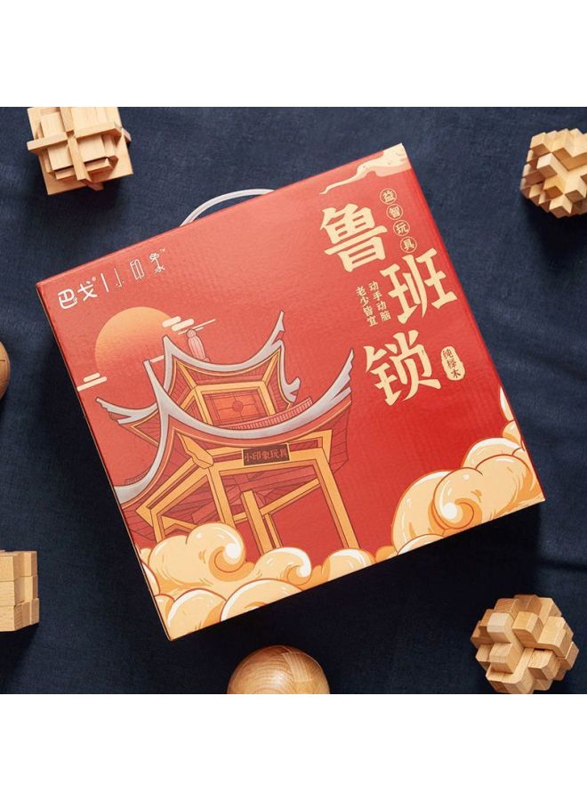 Lu Ban Lock Kong Ming Lock Full Set Of Children's Toys For Primary School Students Intelligence Unlocking And Unlocking Building Blocks Assembled 8-12 Years Old-Color:Six-piece Set Of Difficulty Thr  - Image 5