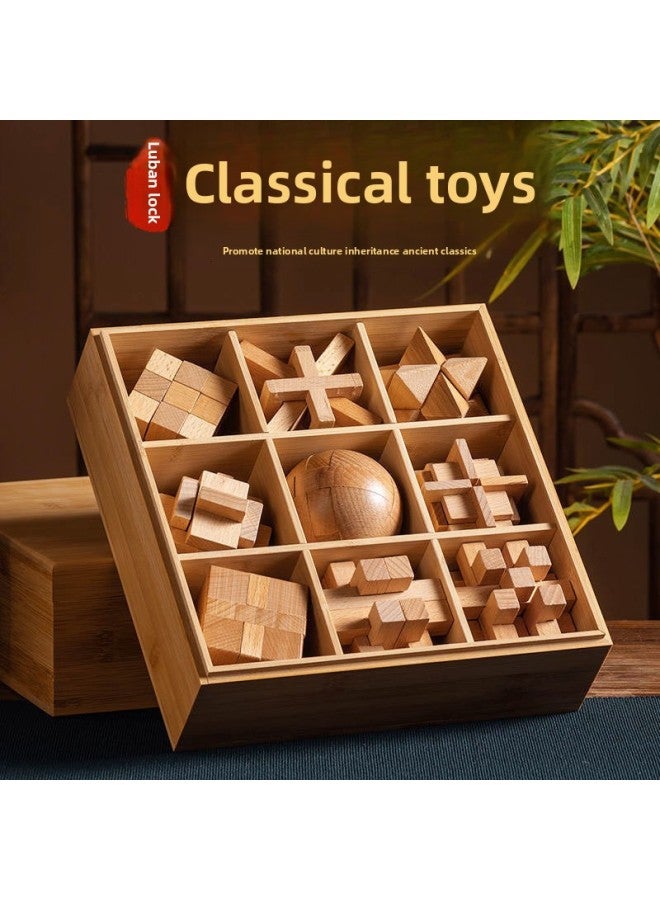 Lu Ban Lock Kong Ming Lock Full Set Of Children's Toys For Primary School Students Intelligence Unlocking And Unlocking Building Blocks Assembled 8-12 Years Old-Color:Six-piece Set Of Difficulty Thr  - Image 2