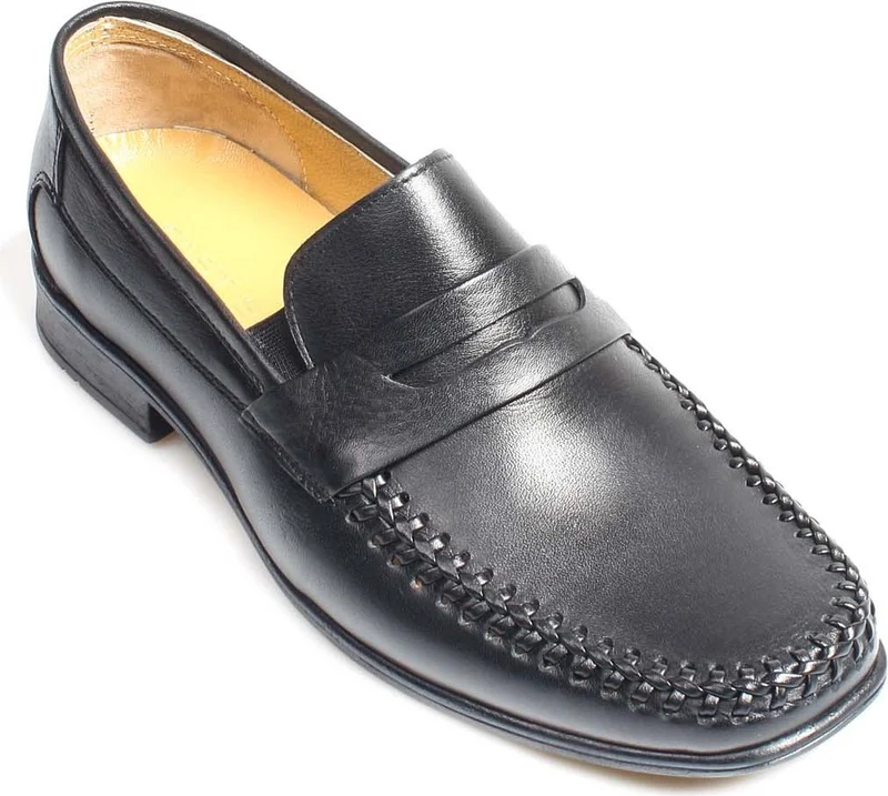 Fast Step Genuine Leather Black Men's Casual Shoes 950ma091t