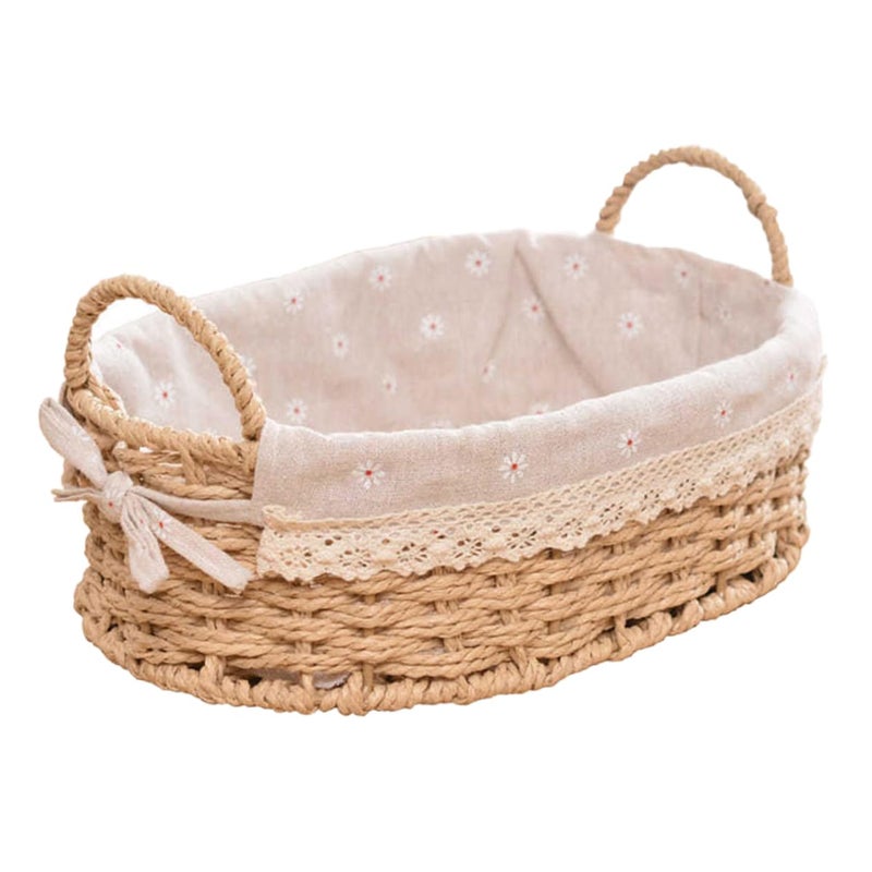 Amosfun Woven Basket Desktop Storage Holder, 12x8.66x4.33 Inch, Handwoven Basket for Cosmetics, Keys, Snacks Home Decor - Image 1