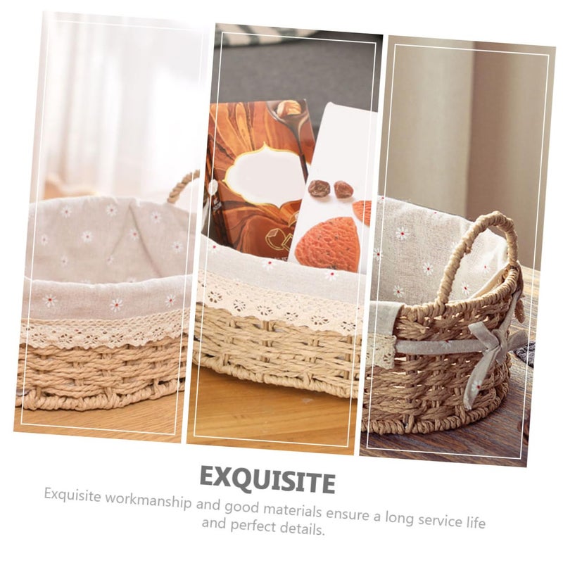 Amosfun Woven Basket Desktop Storage Holder, 12x8.66x4.33 Inch, Handwoven Basket for Cosmetics, Keys, Snacks Home Decor - Image 2