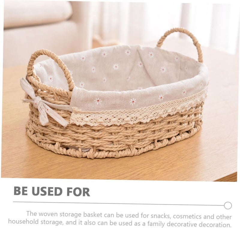 Amosfun Woven Basket Desktop Storage Holder, 12x8.66x4.33 Inch, Handwoven Basket for Cosmetics, Keys, Snacks Home Decor - Image 5