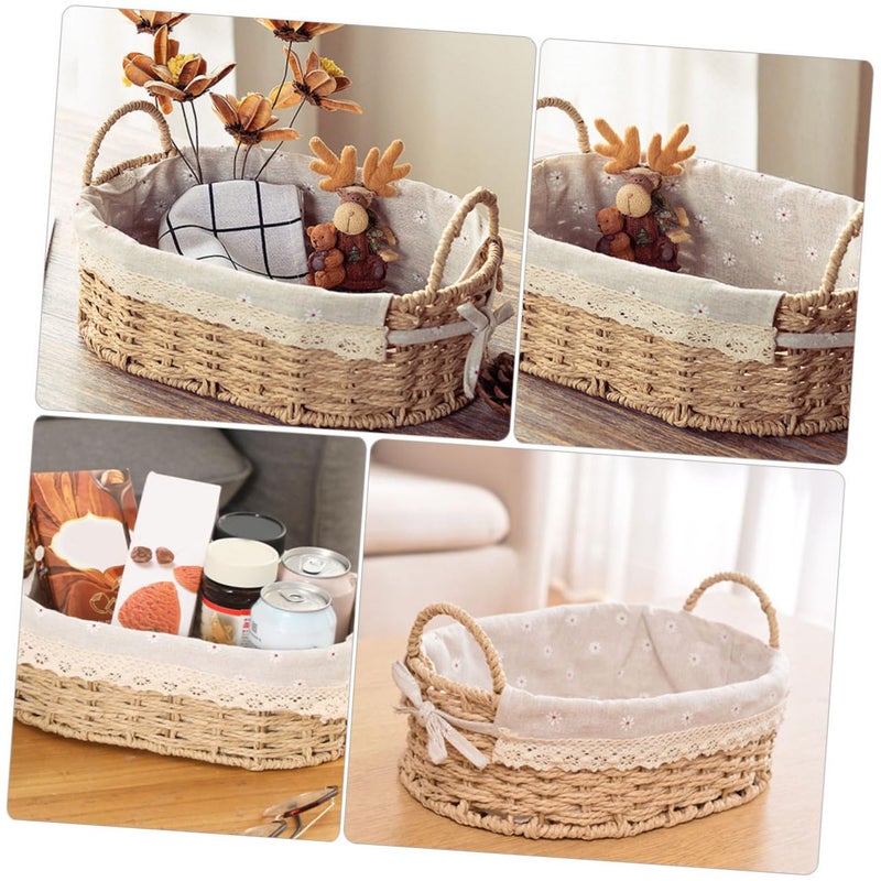Amosfun Woven Basket Desktop Storage Holder, 12x8.66x4.33 Inch, Handwoven Basket for Cosmetics, Keys, Snacks Home Decor - Image 4