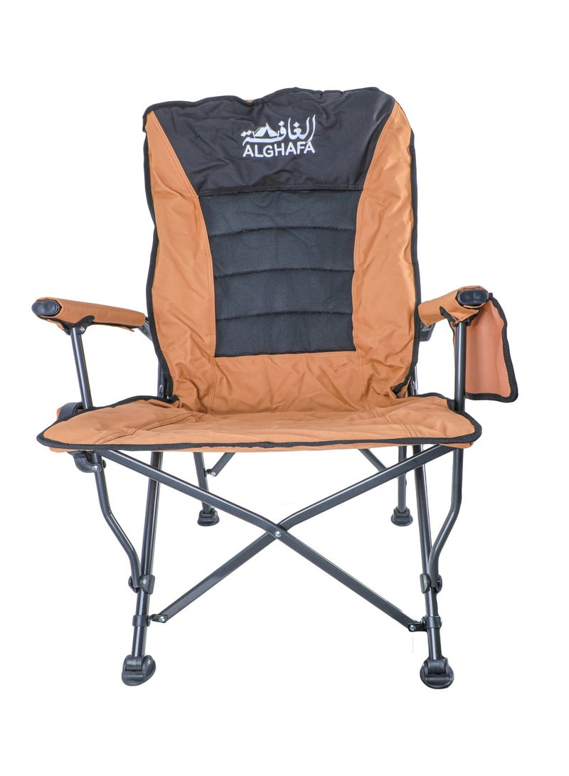 ALGHAFA Oversized Camping Folding Chairs, Portable Camping Chairs for Adults, Outside Heavy Duty Camp Chair with Cup Holder and Storage Bag Support 350 LBS (Brown) - Image 1
