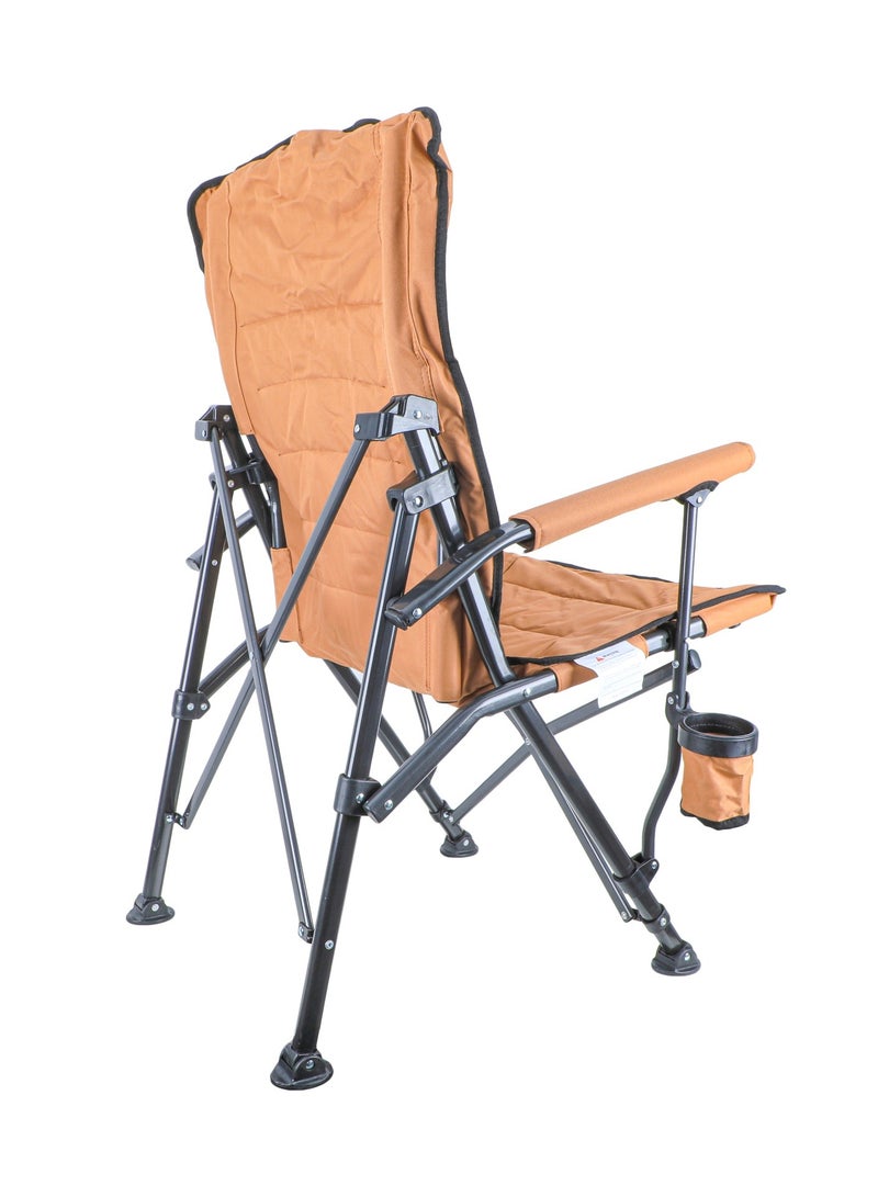 ALGHAFA Oversized Camping Folding Chairs, Portable Camping Chairs for Adults, Outside Heavy Duty Camp Chair with Cup Holder and Storage Bag Support 350 LBS (Brown) - Image 2