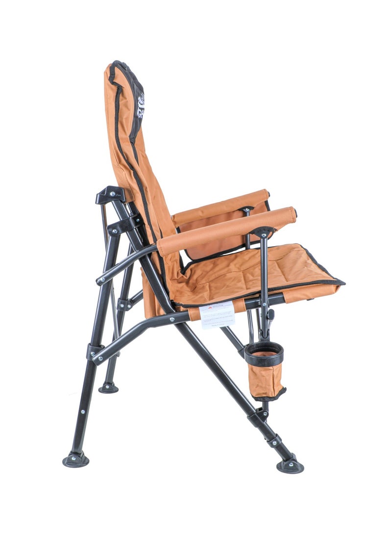 ALGHAFA Oversized Camping Folding Chairs, Portable Camping Chairs for Adults, Outside Heavy Duty Camp Chair with Cup Holder and Storage Bag Support 350 LBS (Brown) - Image 3