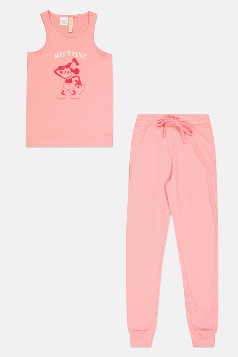 zivame Kids Girl 2 Pcs Graphic Print Top And Bottom Pyjama Set, Pink - Image 1