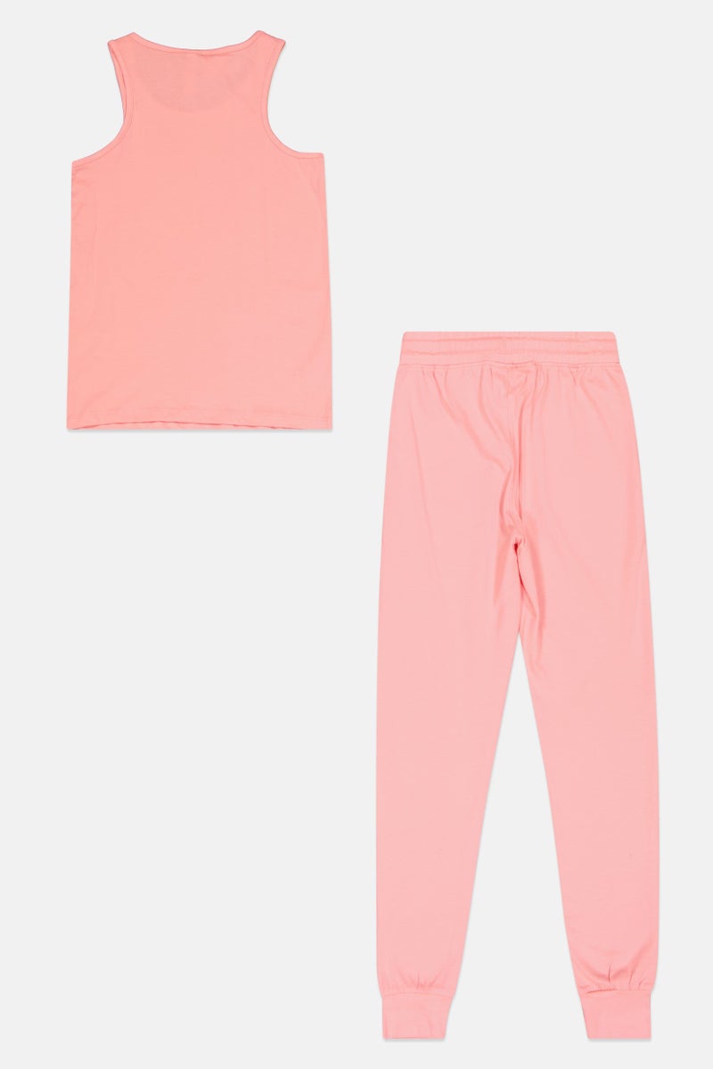 zivame Kids Girl 2 Pcs Graphic Print Top And Bottom Pyjama Set, Pink - Image 2