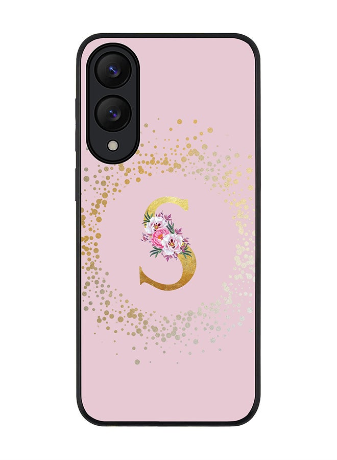 Stylizedd For Samsung Galaxy S25 Edge Case,Slim fit Camera Protection, Shockproof Thin Phone cover  - Custom Monogram Floral - S  (Pink )