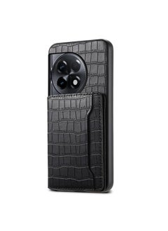 erorex For OnePlus Ace 2 Crocodile Texture Card Bag Design Full Coverage Phone Case(Black) 