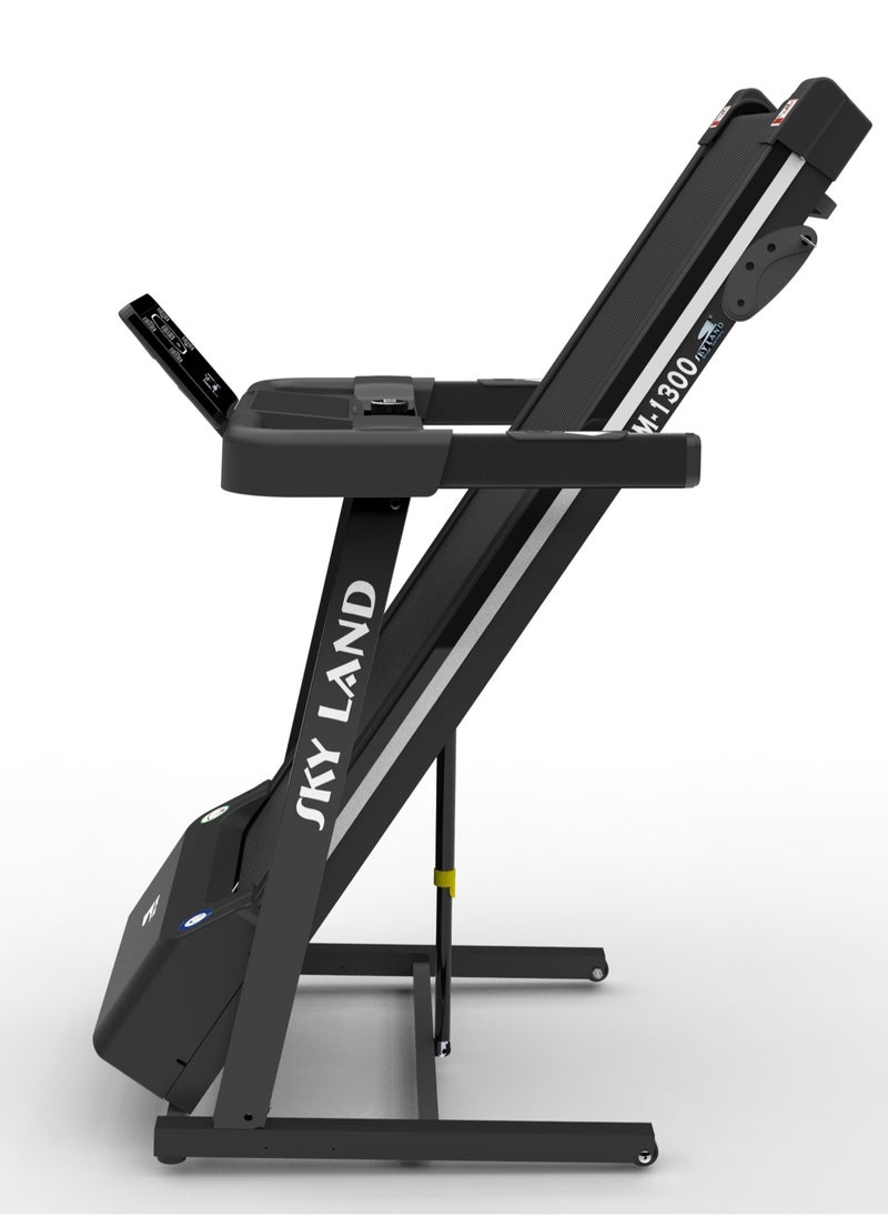 Sky Land - Foldable Treadmill for Home Use with 2 HP Motor, Bluetooth & Fitness App Support, Manual Incline, 1-16 km/h Speed, Max User Weight 110kg, Compact Running Machine for Home Gym – EM-1300 - Image 1