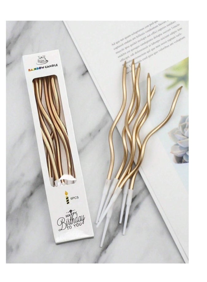 6 Pcs Curved  Wave Candle for birthday cake - Image 1