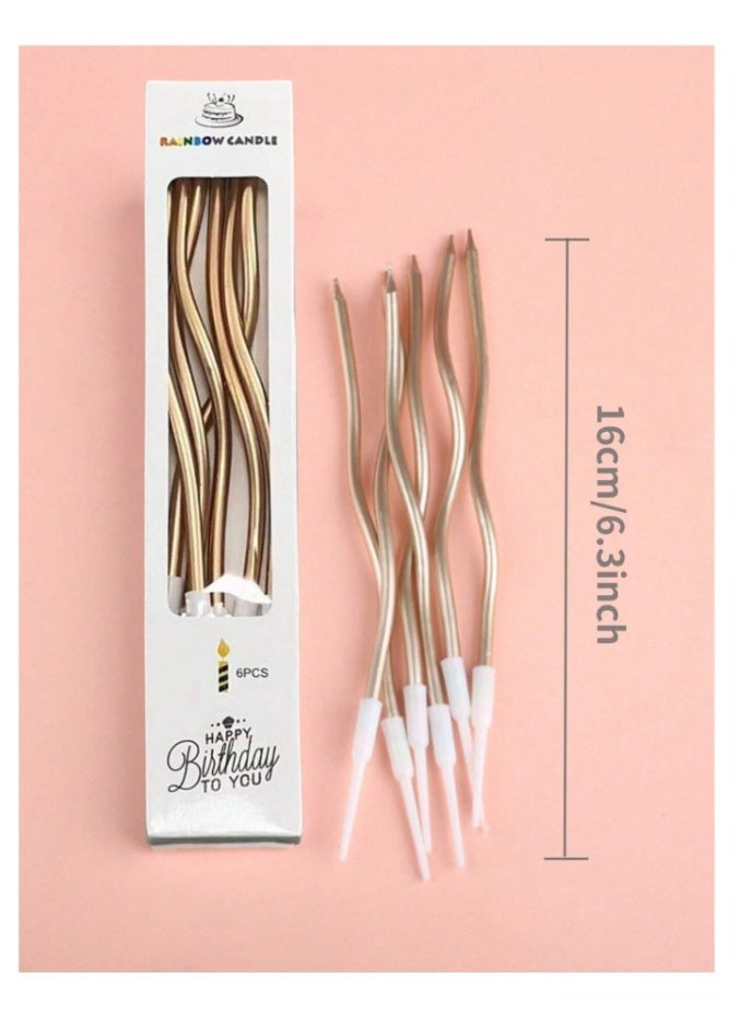 6 Pcs Curved  Wave Candle for birthday cake - Image 2