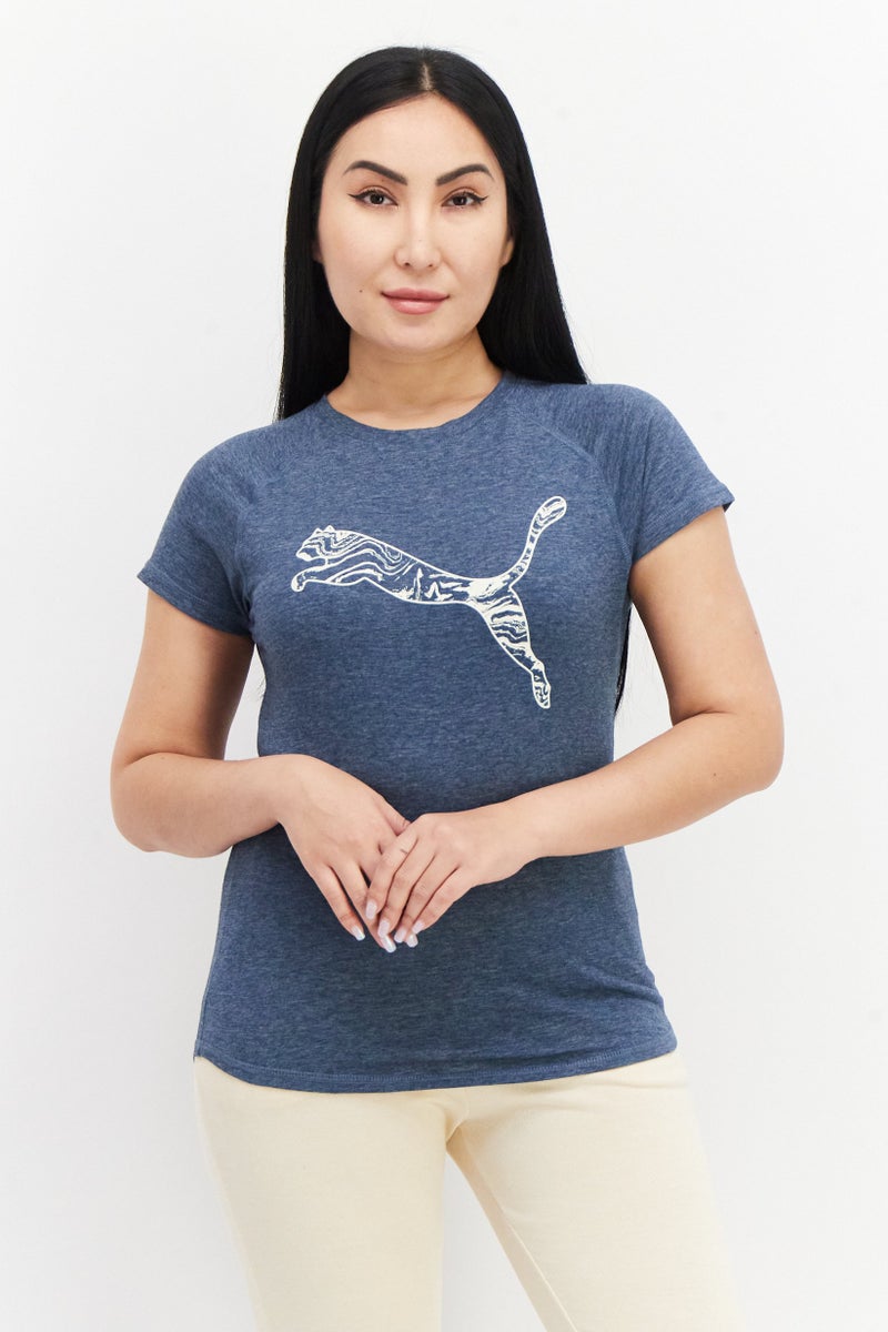 PUMA Women Sportswear Fit Short Sleeves Training Top, Navy Blue Combo - Image 1