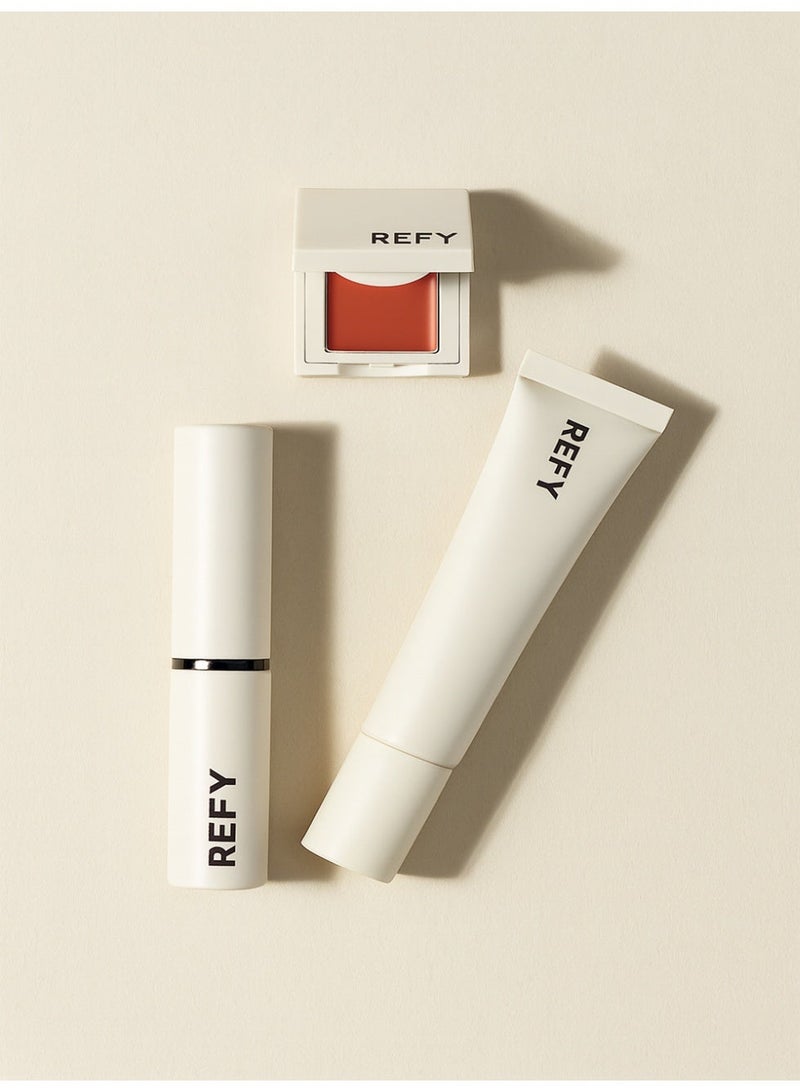 REFY Makeup Set with Cotton Pouch – Full-Size Topaz Lip Gloss 13ml + Mini Brow Sculpt & Mini Cream Blush - Image 2