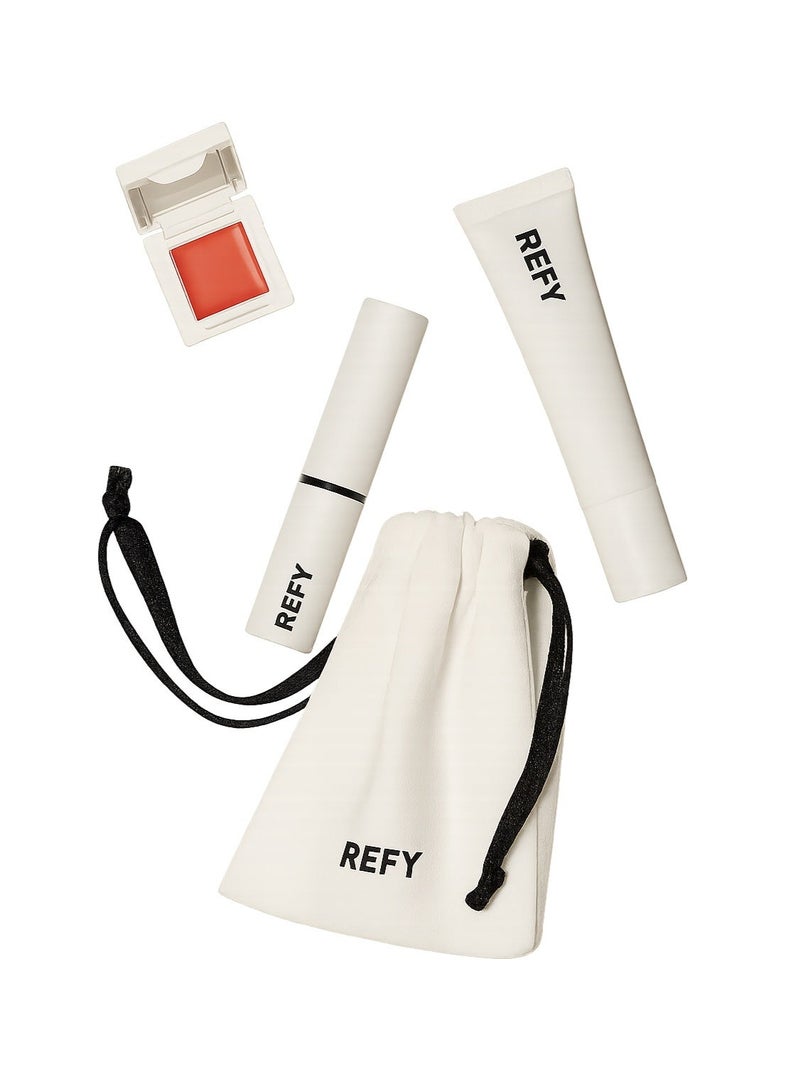 REFY Makeup Set with Cotton Pouch – Full-Size Topaz Lip Gloss 13ml + Mini Brow Sculpt & Mini Cream Blush - Image 5