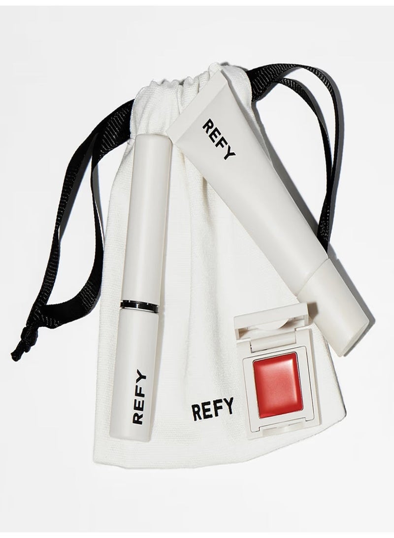 REFY Makeup Set with Cotton Pouch – Full-Size Topaz Lip Gloss 13ml + Mini Brow Sculpt & Mini Cream Blush - Image 1