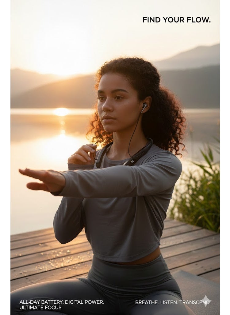 Jnuobi سماعة JNUOBI الرياضية موديل YD-19 بإصدار بلوتوث 5.0 مع إلغاء ضوضاء هجين وشاشة رقمية ولون أسود - Image 4