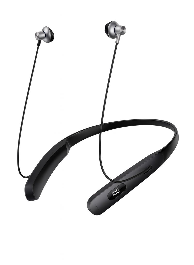 Jnuobi سماعة JNUOBI الرياضية موديل YD-19 بإصدار بلوتوث 5.0 مع إلغاء ضوضاء هجين وشاشة رقمية ولون أسود - Image 1