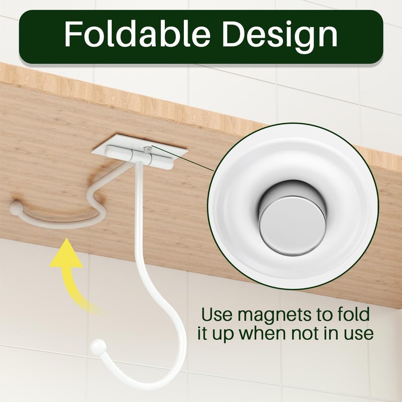 Josmimic White Foldable Banana Hook Under Cabinet - Adhesive Banana Hanger  Banana Holder Under Counter  Metal Banana Stand - Image 3