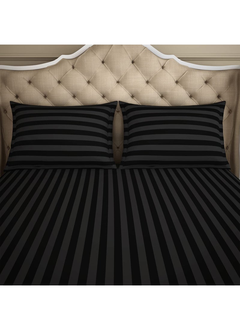 SPACES Spaces 100 Cotton Bedsheet Large Luster Shine Colour Smart Skin Safe 210 Tc Black Bedsheet King Size Bed Cotton  - Image 3