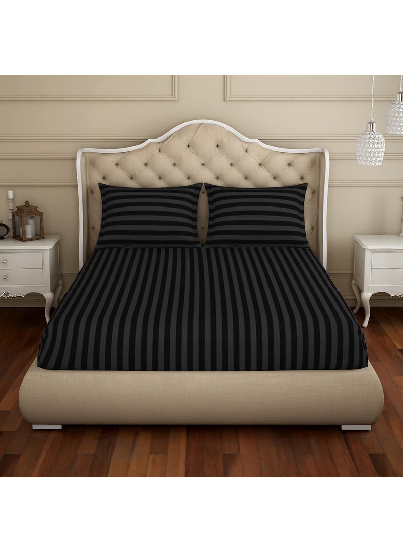 SPACES Spaces 100 Cotton Bedsheet Large Luster Shine Colour Smart Skin Safe 210 Tc Black Bedsheet King Size Bed Cotton  - Image 1