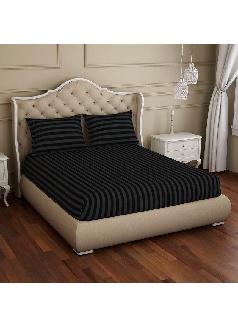 SPACES Spaces 100 Cotton Bedsheet Large Luster Shine Colour Smart Skin Safe 210 Tc Black Bedsheet King Size Bed Cotton  - Image 2