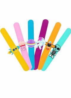 GROIC 6 Pack Cartoon Silicone Wristbands Space Bracelets Alien Bracelets Cute Silicone Bracelets Kids Bands Party Supplies  - Image 4