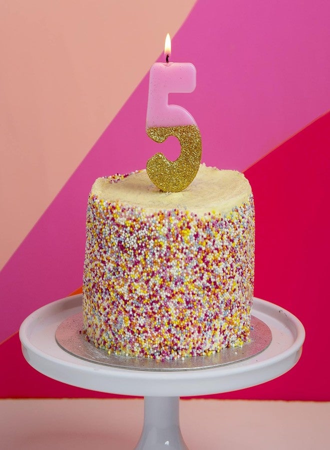 Talking Tables Pink Number 8 Candle with Gold Glitter Premium Quality Cake Topper Decoration For Kids, Adults, 18th, 80th Birthday Party, Anniversary, Milestone Age, Height 8cm, 3" - Image 3