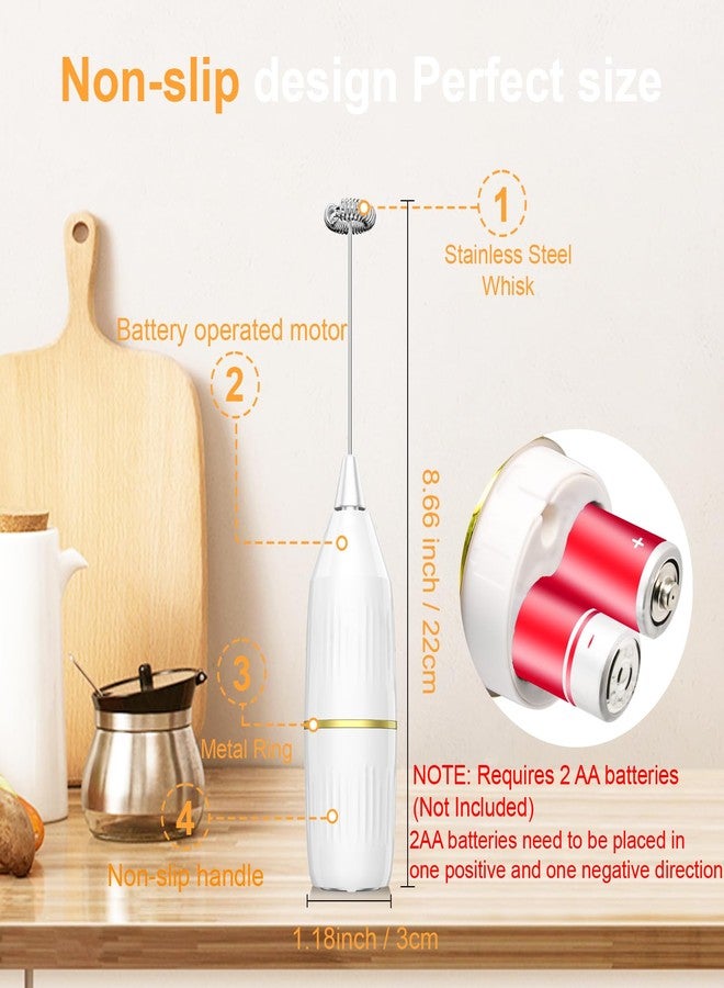 Yucime Milk Frother Handheld,Mini Drink Mixer and Coffee Blender Frother for Coffee Bar Accessories, Matcha Whisk,Latte, Cappuccino, Frappe, Hot Chocolate, Egg,Kitchen Essentials Gift (White) - Image 2
