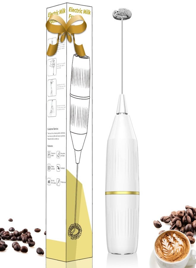 Yucime Milk Frother Handheld,Mini Drink Mixer and Coffee Blender Frother for Coffee Bar Accessories, Matcha Whisk,Latte, Cappuccino, Frappe, Hot Chocolate, Egg,Kitchen Essentials Gift (White) - Image 1