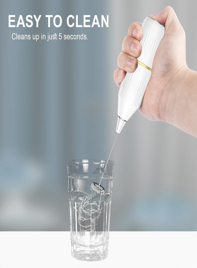 Yucime Milk Frother Handheld,Mini Drink Mixer and Coffee Blender Frother for Coffee Bar Accessories, Matcha Whisk,Latte, Cappuccino, Frappe, Hot Chocolate, Egg,Kitchen Essentials Gift (White) - Image 5