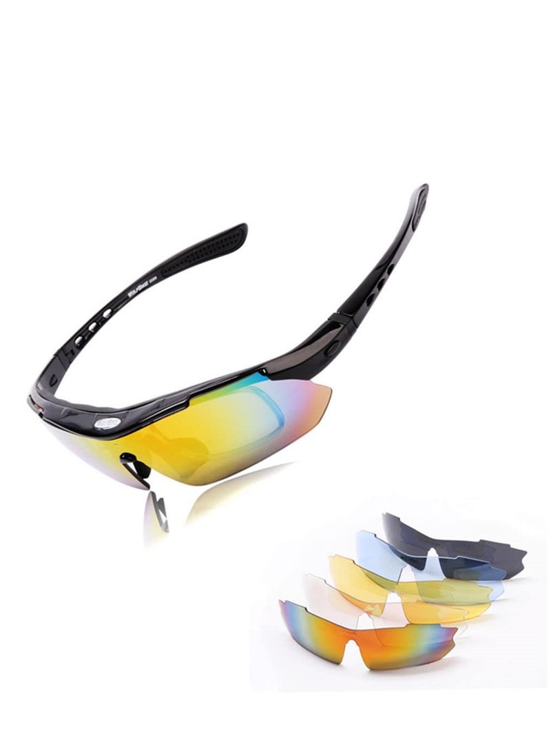 Polarized Sports Sunglasses for Men Lightweight with 5 Interchangeable Lenses for Outdoor Cycling Running Driving Fishing Golf Climbing Sports - Image 1