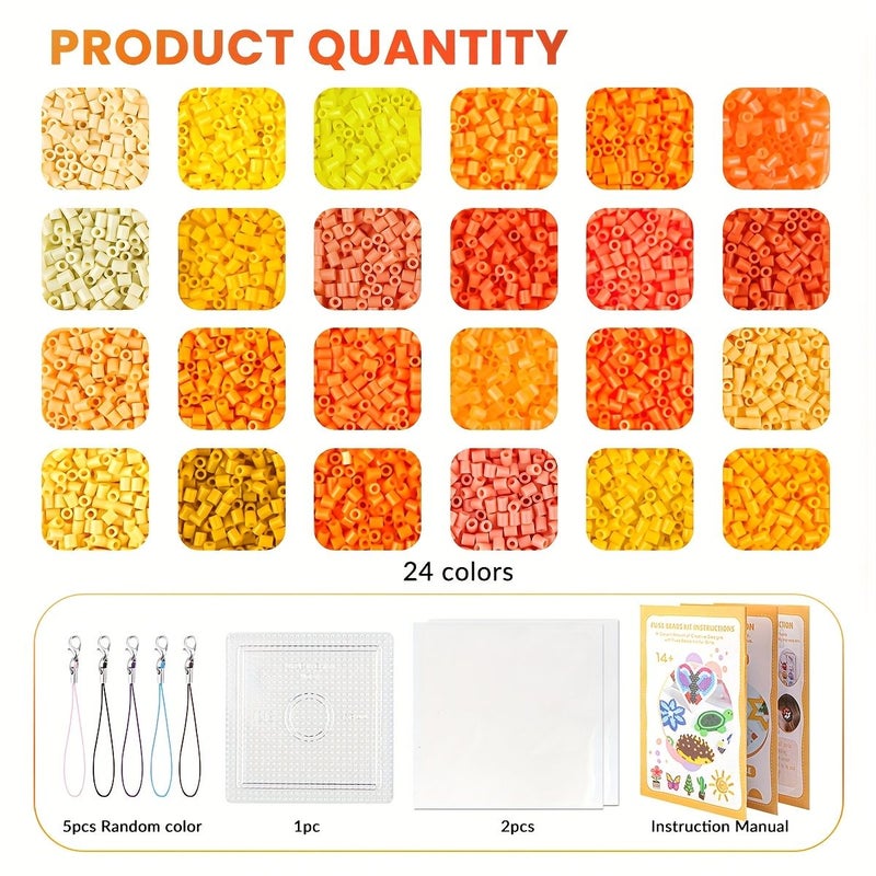 Orange Yellow 24 Color Melting Bead Kit With Refill Pieces Gift Set - Image 3