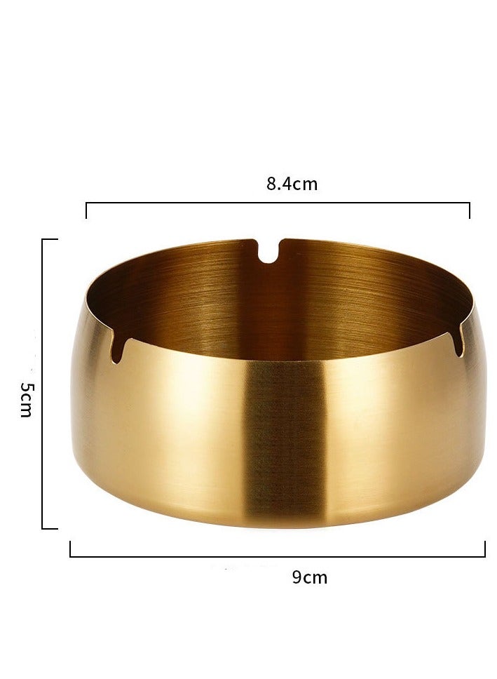 Gold steel ashtray, stainless round ash tray for office, dining room - Image 2
