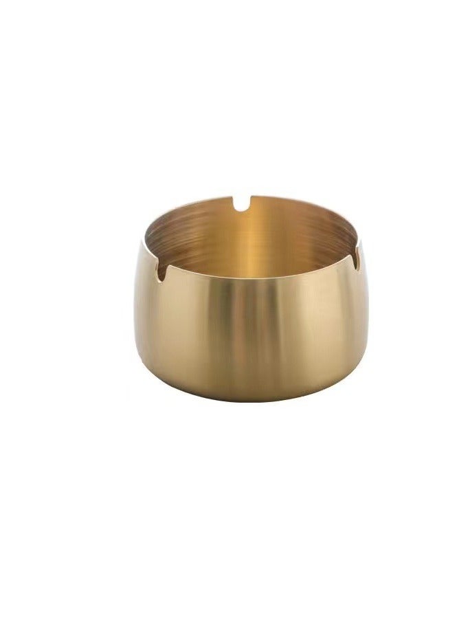 Gold steel ashtray, stainless round ash tray for office, dining room - Image 1