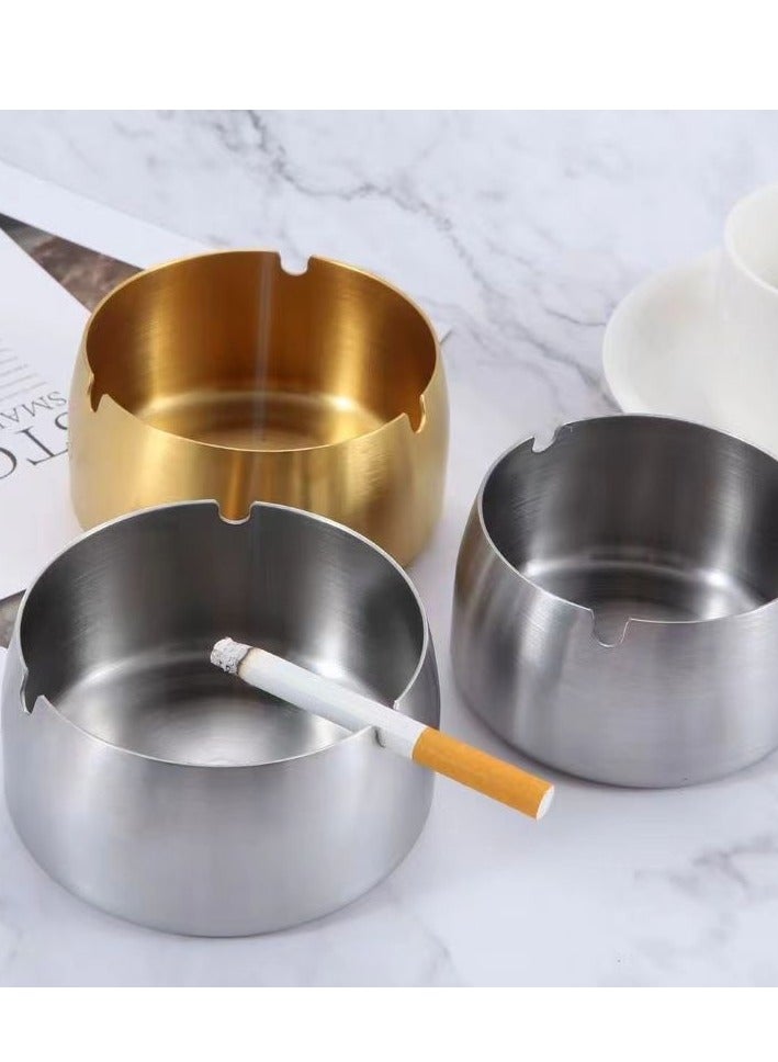 Gold steel ashtray, stainless round ash tray for office, dining room - Image 3