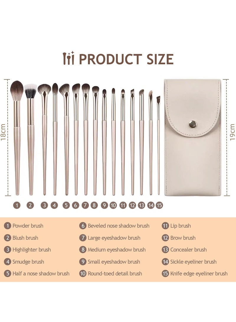 Generic 15-Piece Makeup Brush Set – Professional Brushes for Women, Including Blending, Eyebrow, Eyeshadow, Eyeliner, and Concealer Brushes  - Image 2