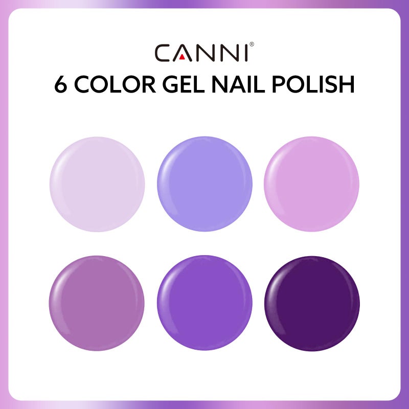 CANNI 6Pcs 9ml Hema-Free Purple Gel Polish,Dark Purple Gel Nail Polish Set,Light Violet Colors Gel Polish Kit, Soak Off LED Nail Gel Manicure Kit DIY at Home Salon Gifts for Women Girls - Image 2