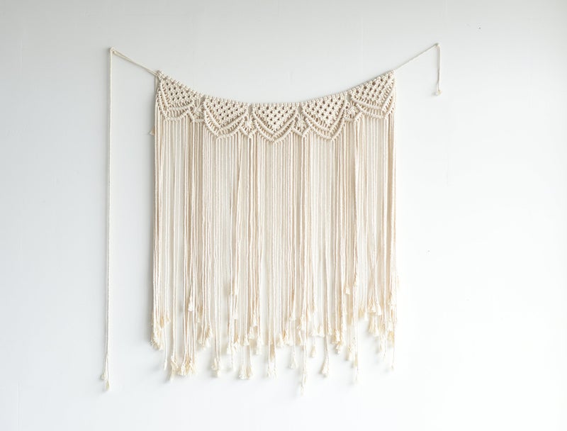 Flber Macrame Wall Hanging Boho Wedding Hanger Cotton Handmade Wall Art Home Wall Decor,42"x 35" - Image 5