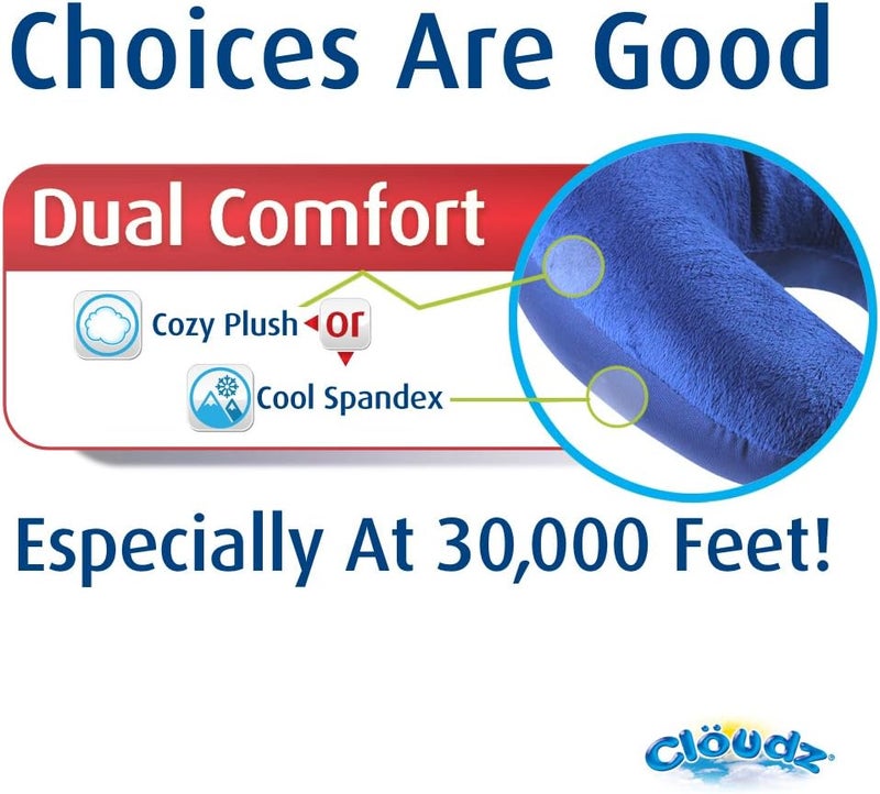 Cloudz Kids Dual Comfort Microbead Airplane Travel Neck Pillow. Super Soft Cozy Plush on One Side, Cool Relaxing Spandex on The Other! Keep Your Kids Comfy and Supported at Home or On The Go! - Blue - Image 5